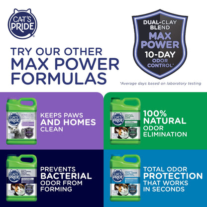 Cat's Pride Max Power: Total Odor Control - Up to 10 Days of Powerful Odor Control - Strong Clumping - Hypoallergenic - 99% Dust Free - Multi-Cat Litter, Unscented, 15 Pounds