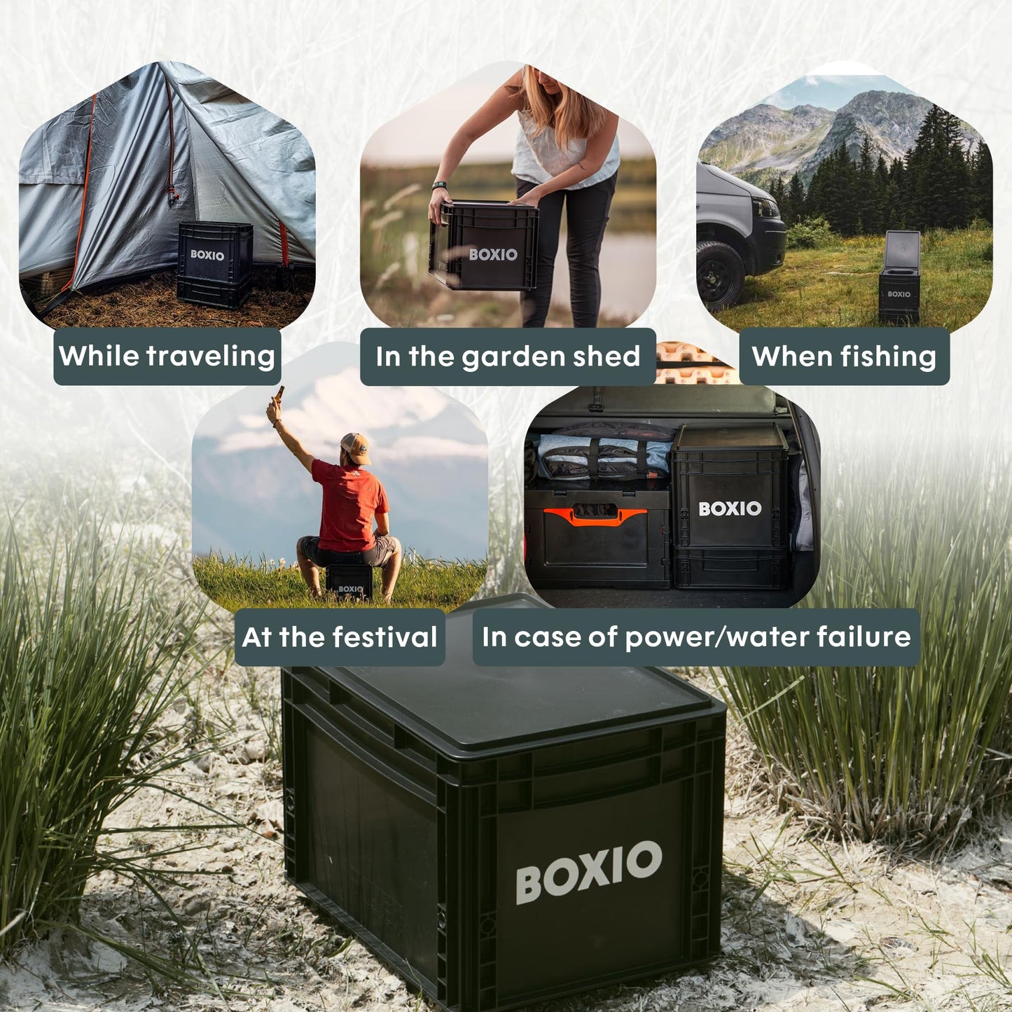 BOXIO TOILET: Portable solution for car trips, boats, hunting or outdoor adventures. Europe's good-selling composting toilet. Compact size: 15.75" x 11.8" x 11"