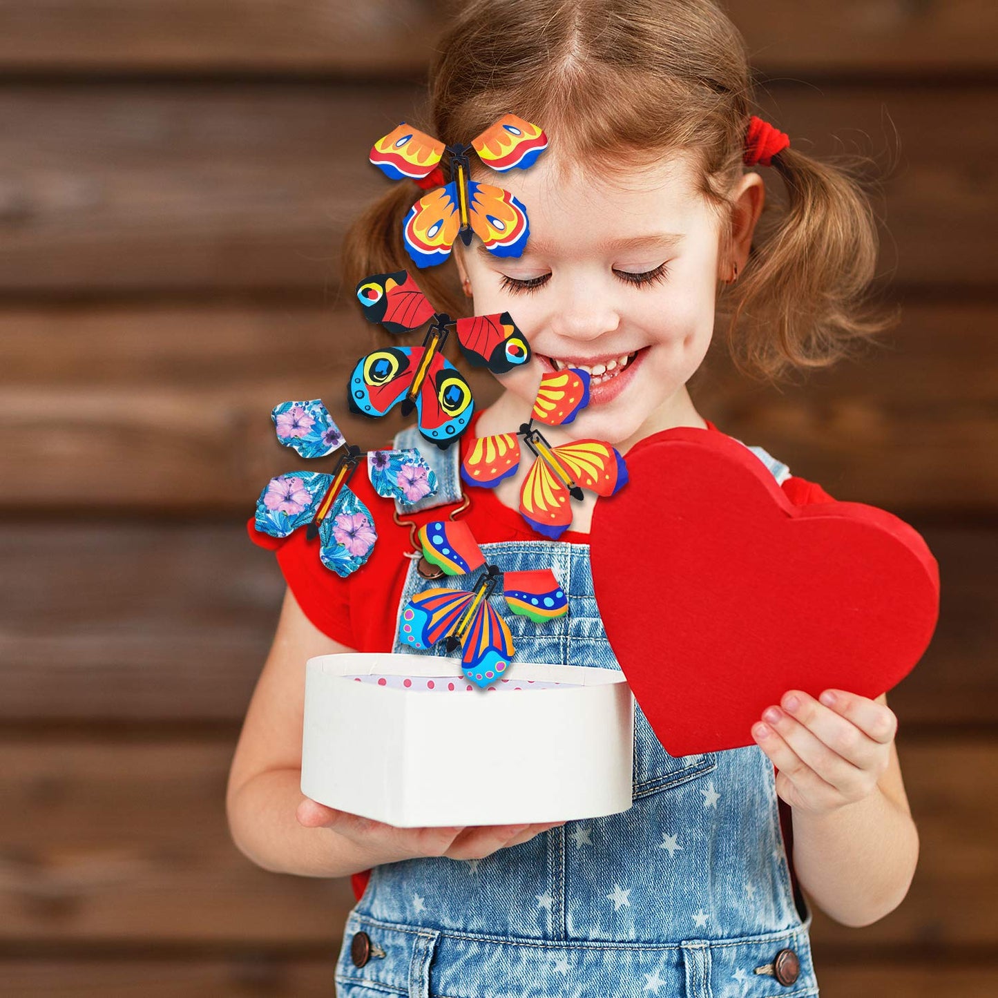 Sumind 5 Pcs Butterfly Wind up Magic Flying Butterfly Cards Surprise Insert Fly Toys Rubber Band Butterflies Toys for Explosion Box Colorful Bookmark Gifts