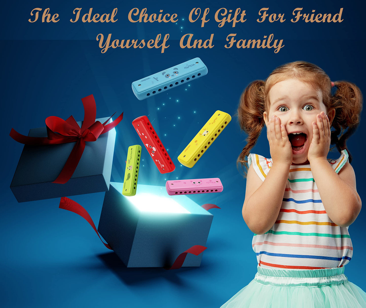 Crafteem Color Blues Harmonica, Key of C for Kids, Children, Toddler and Beginners,10 Hole 20 Tones Musical Instrument Toy Gift