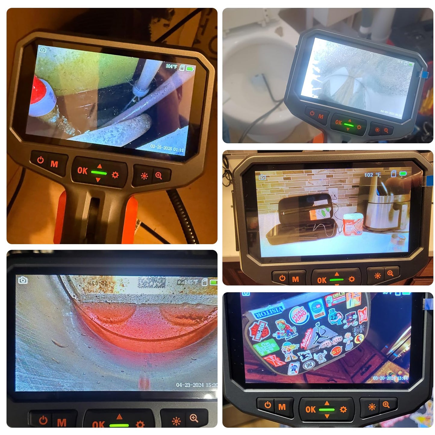 Teslong Two-Way Articulating Borescope with Light, Industrial Endoscope Inspection Camera with Articulated Probe, Flexible Mechanic Fiber Optic Snake Scope Cam for Wall Automotive Engine Inspect-5FT