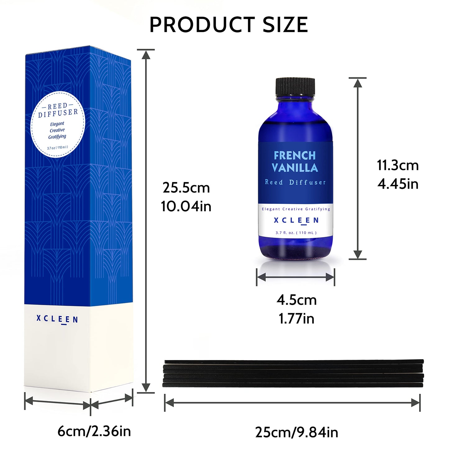 Xcleen Reed Diffuser Set with Sticks 3.7 Oz, Vanilla, Coconut & Milk Scented Fragrance Oil Diffuser for Home Bedroom & Kitchen, Long-Lasting Room Air Freshener, Mind & Body Aromatherapy, Gift Idea