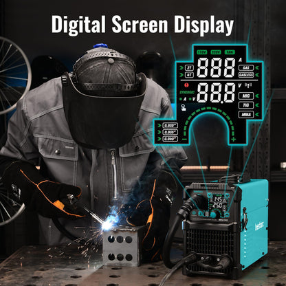 bestarc 145Amp MIG Welder, 110V 220V Flux Core MIG/Lift TIG/Stick 4 in 1 Welder Machine, Large LED Display Welding Machine, IGBT Inverter bestarc Welder MIG145 Gas Gasless Synergy MIG Welder