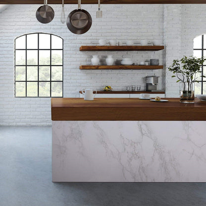 practicalWs Glossy Marble Contact Paper Granite White/Grey Kitchen Countertop Cabinets Furniture Refurbishment Wall Paper Thick Removable Wallpaper Peel and Stick Wall Decor Vinyl Wrap 11.8"x78.7"