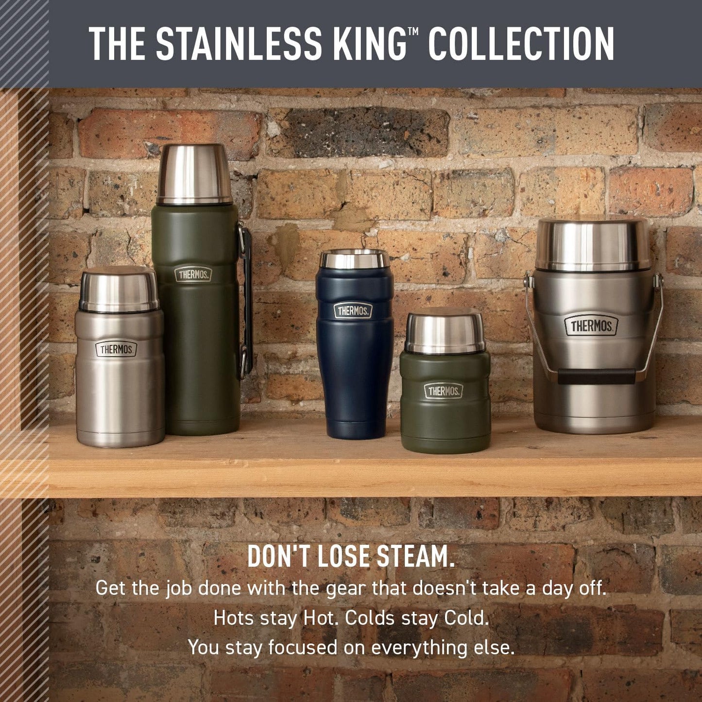 THERMOS Stainless King Vacuum-Insulated Travel Tumbler, 16 Ounce, Midnight Blue