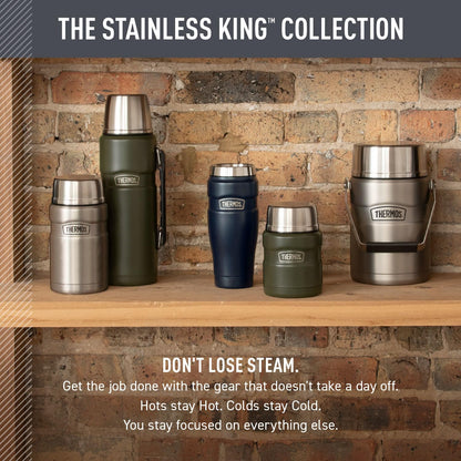 THERMOS Stainless King Vacuum-Insulated Travel Tumbler, 16 Ounce, Midnight Blue