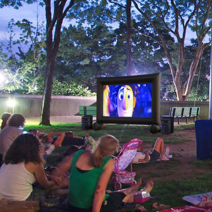 Sewinfla 12Ft Outdoor Inflatable Movie Projector Screen with Built-in Fan Supports Front and Rear Projection, Blow Up Movie Screen for Party, Easy to Set Up