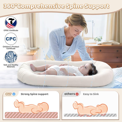 Baby Lounger - Baby Lounger for Newborn, 0-24 Months, Infant Lounger for Home and Travel, Soft Cotton, Baby Nest Lounger, Newborn Babies Essentials Gifts, White (Lounger Cover Included)