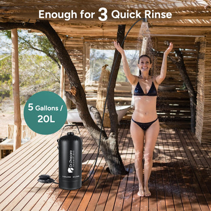 DR.PREPARE Portable Shower for Camping, 4/5 Gallons Camping Shower Bag, Portable Outdoor Shower with Pump for Hiking, Climbing, Pet Cleaning, Car Washing, Beach & Emergency