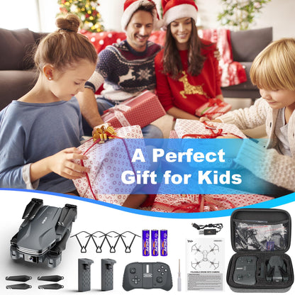 Drones with Camera for Adults 1080P HD Foldable Drone with Carrying Case Drones for Kids with One Key Take Off/Land, 3 Speed Mode, 360° Flip Grey