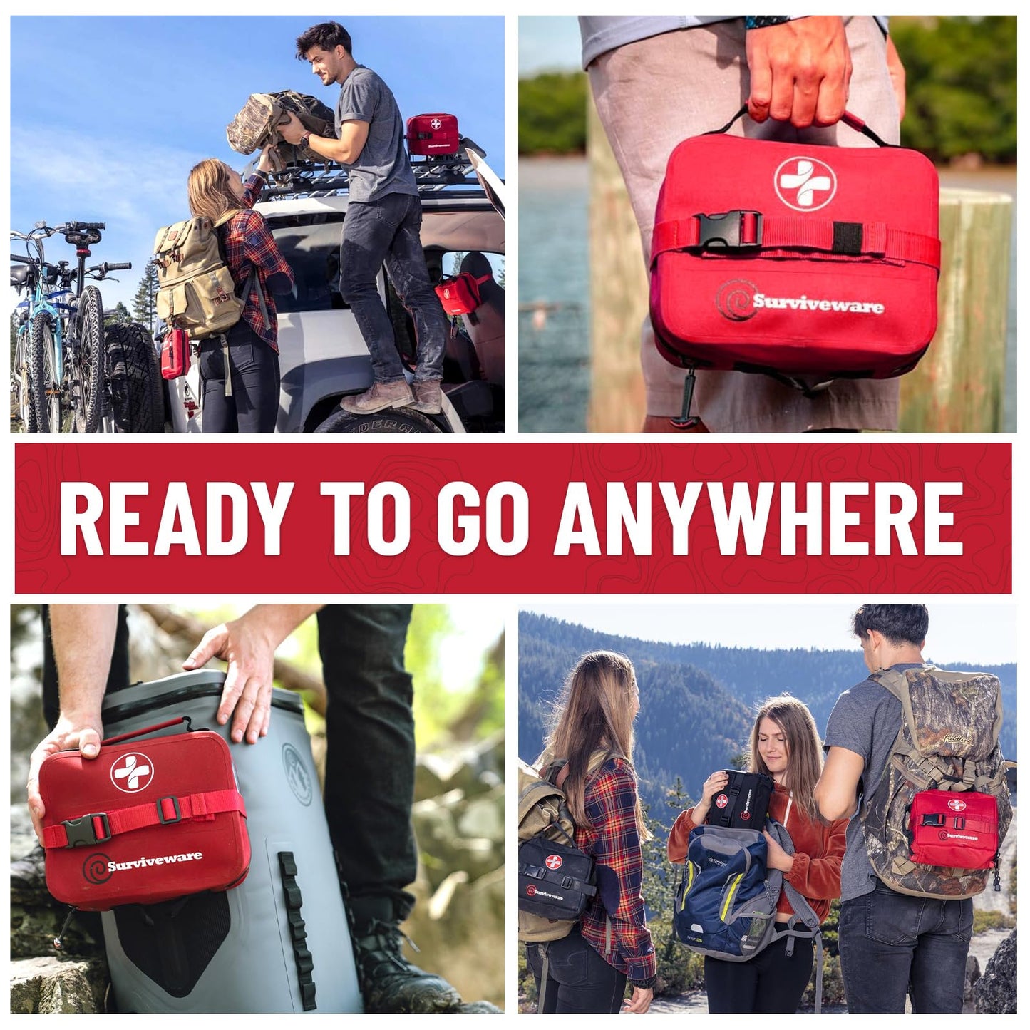 Surviveware 184 Pcs Waterproof Premium Survival First Aid Kit - Survival Emergency Preparedness for Travel Camping Gear, Survival Kit and Outdoor Emergencies - Survival Kit