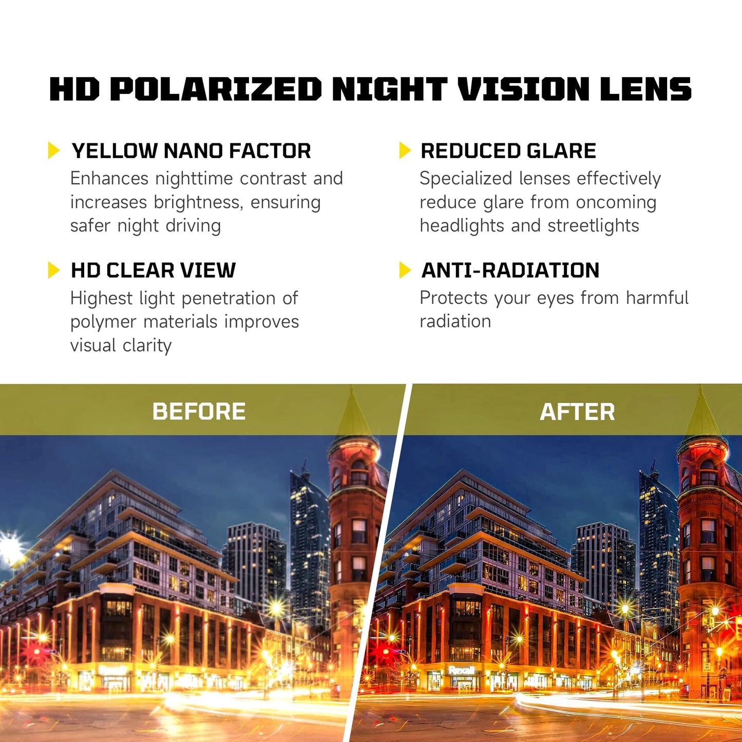 Tnnaiko Night Driving for Men Women, Night Vision Glasses Fit Over Glasses Sunglasses Polarized Nighttime