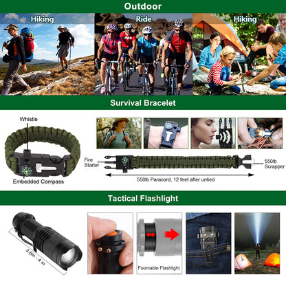 Gifts for Men Dad Husband Teenage Boy, Survival Kit 28 in 1, Survival Gear Tool Emergency Tactical Equipment Supplies Kits for Families Outdoors Camping Hiking Adventures