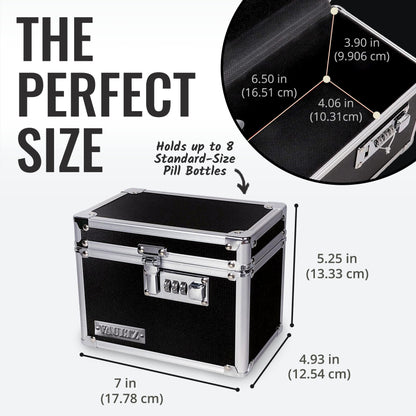 Vaultz Medicine Lock Box - 5 x 7 x 5 Inches - Secure Cabinet Safe with Combination Lock - Ideal for Medications and Small Valuables - Black