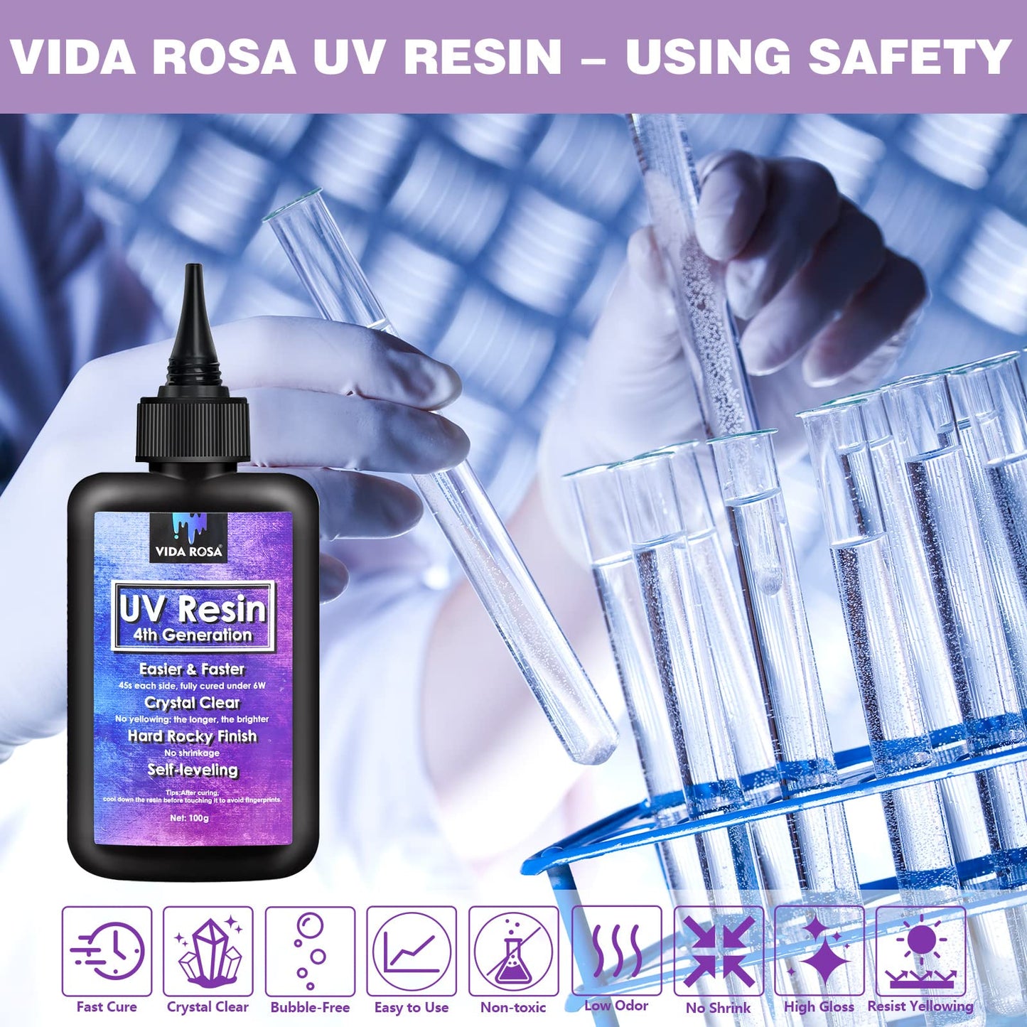 VidaRosa Quick Cure UV Resin Kit with Light - High Gloss, Transparent Casting and Doming for DIY Jewelry, Coatings, and Crafts