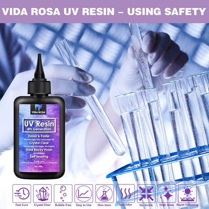 VidaRosa Quick Cure UV Resin Kit with Light - High Gloss, Transparent Casting and Doming for DIY Jewelry, Coatings, and Crafts