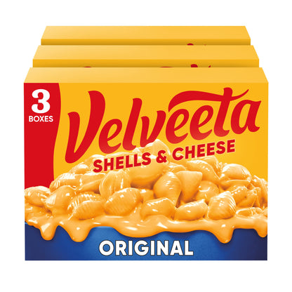 Velveeta Shells & Cheese Original Shell Pasta & Cheese Sauce, 3 ct Pack, 12 oz Boxes