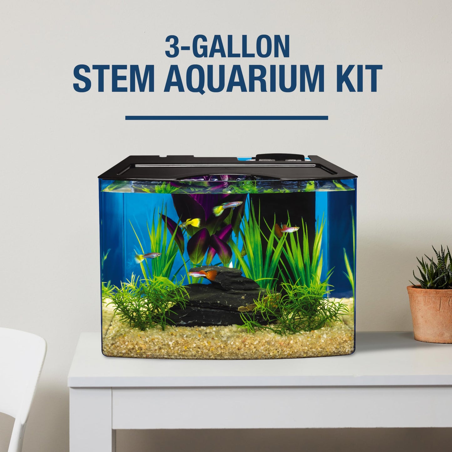 Tetra Crescent STEM Aquarium Kit 3 Gallons, Curved-Front Fish Tank with LEDs and STEM Activity Guide