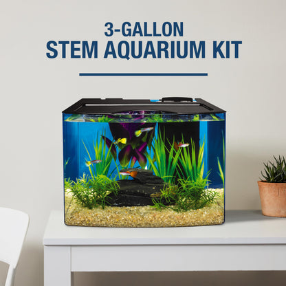 Tetra Crescent STEM Aquarium Kit 3 Gallons, Curved-Front Fish Tank with LEDs and STEM Activity Guide