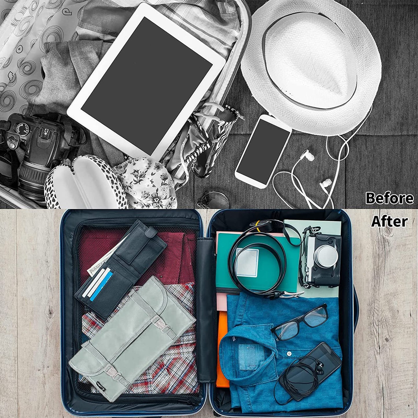 WODISON Foldable Clear Hanging Travel Toiletry Bag Cosmetic Organiser Storage, Grey, One Size