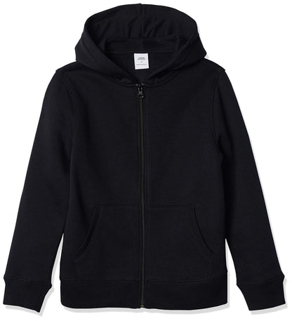 Amazon Essentials Hoodies - Boys' Black Zip-Up Sweatshirt, Medium, Fleece