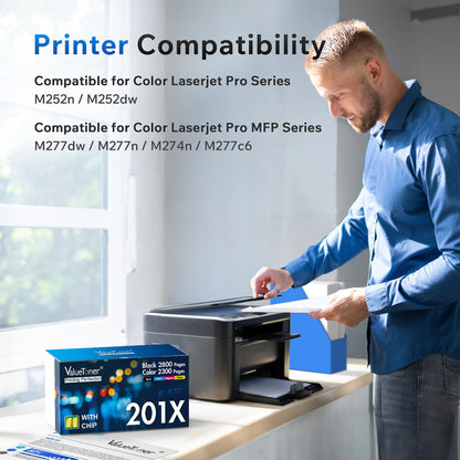 Valuetoner 201X Toner Compatible for HP 201X Toner Cartridges 4 Pack High Yield CF400X CF401X CF402X CF403X for Color Laserjet Pro MFP M277dw M252dw M277c6 M277n M252n M277 (Black Cyan Yellow Magenta)