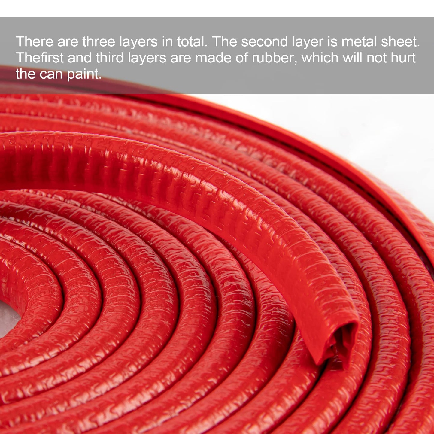 SINGARO 16.4Ft (5M) Car Door Edge Guard, No Glue Car Door Entry Guard Protective Strip, Rubber Edge Trim Car Door Protector, Applicable to Car, Truck, SUV and ATV, Car Exterior Accessories（Red）