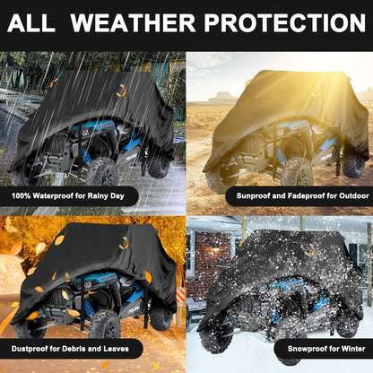 UTV Cover 2 Seater Waterproof Outdoor,Side by Side ATV Covers,Durable Anti-UV All Weather Protection, Compatible with Polaris Ranger RZR Can-am Defender Yamaha Honda Pioneer,115" Lx59 Wx74.8 H