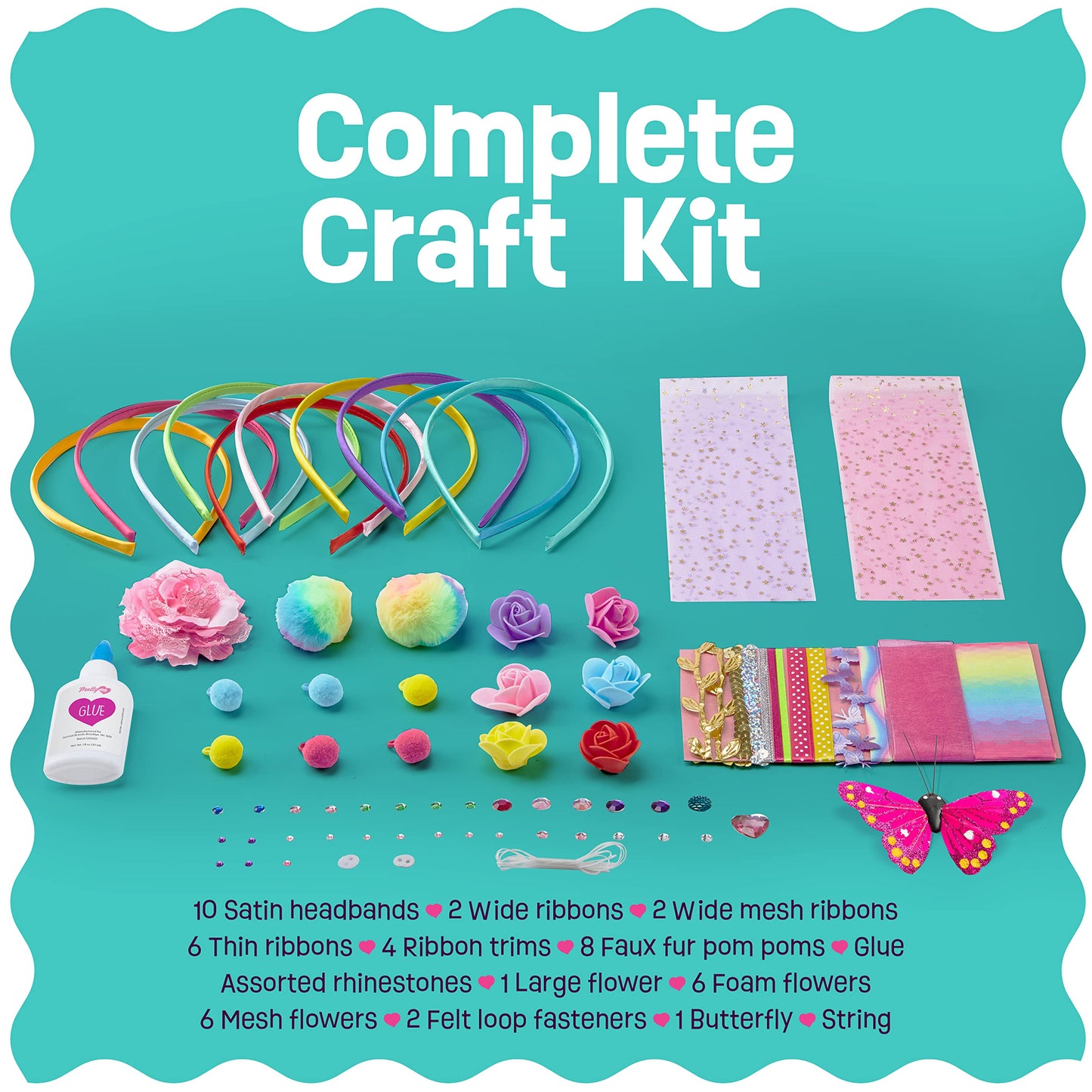 Pretty Me Headband Making Kit for Girls - Arts & Crafts Gift - Make Your Own Fashion Headbands for Kids - DIY Hair Accessories Set - Gift for Ages 5-12 Year Old Girl - Little Kids Art & Craft Gifts