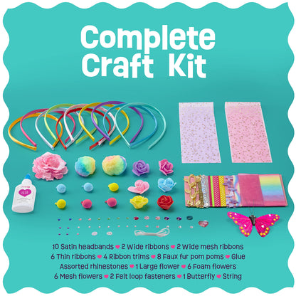 Pretty Me Headband Making Kit for Girls - Arts & Crafts Gift - Make Your Own Fashion Headbands for Kids - DIY Hair Accessories Set - Gift for Ages 5-12 Year Old Girl - Little Kids Art & Craft Gifts