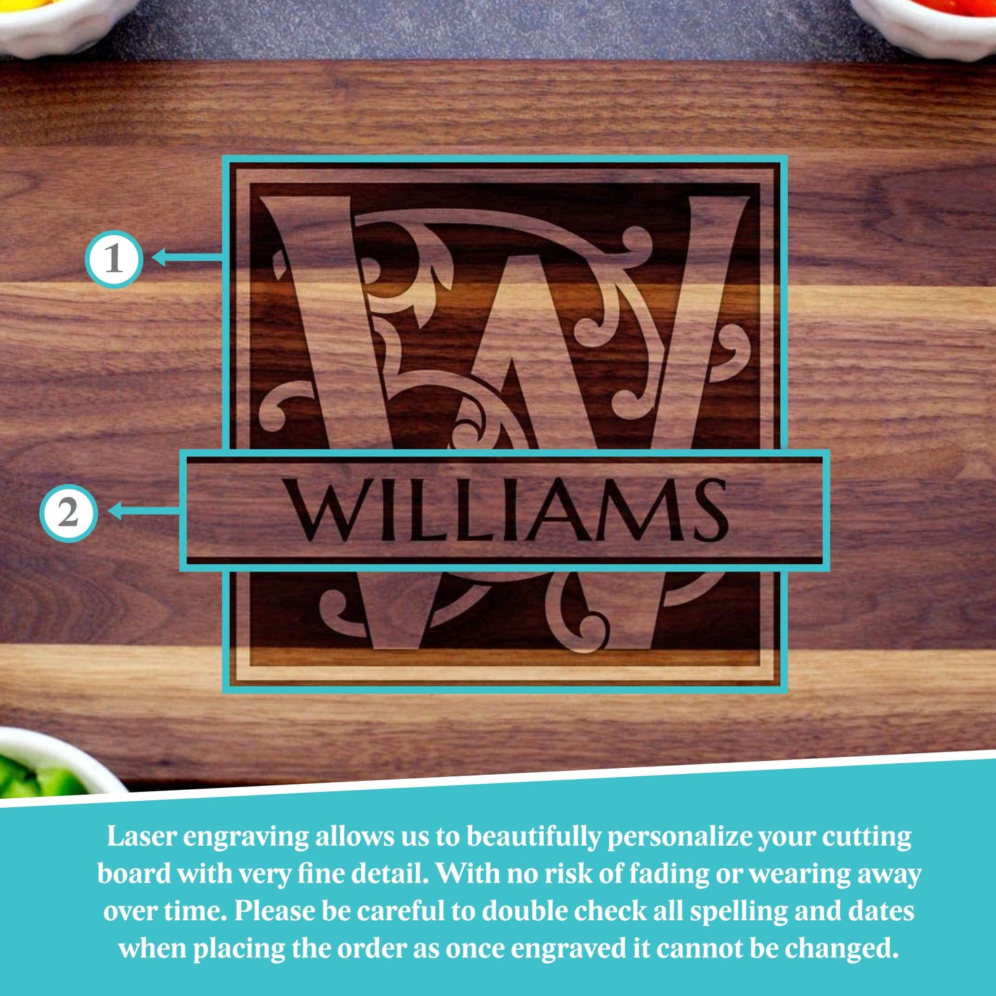 Blue Ridge Mountain Gifts Personalized Cutting Board for Wedding or Anniversary - Laser Engraved Wood Board - Custom Charcuterie Food Tray, Christmas Gift for Kitchen- Gift for Mom, Gift for Dad