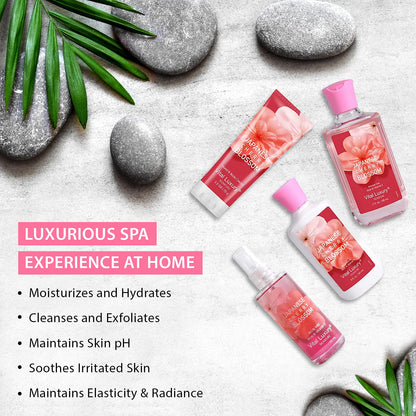 Vital Luxury Bath & Body Kit, 3 Fl Oz Travel Size, Ideal Skincare Relaxing Home Spa Set, Includes Body Lotion, Shower Gel, Body Cream, and Fragrance Mist, Bath Gifts for Her and Him (Japanese Cherry