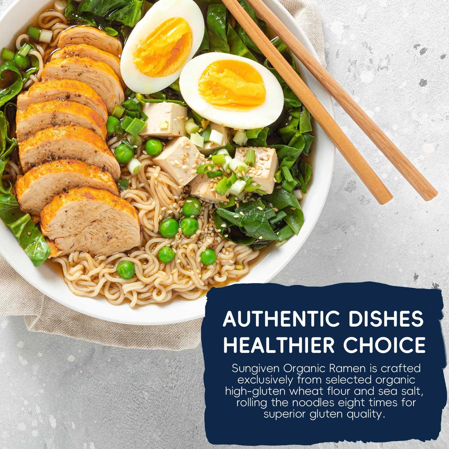 SUNGIVEN Organic Ramen Noodles Healthy Low Sodium Ready in 3 Minutes Non-Fried Instant No Additives or Preservatives 2.46 OZ (Pack of 10)