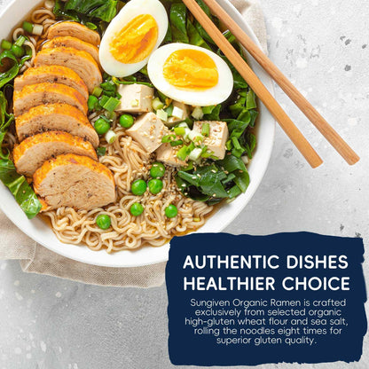SUNGIVEN Organic Ramen Noodles Healthy Low Sodium Ready in 3 Minutes Non-Fried Instant No Additives or Preservatives 2.46 OZ (Pack of 10)