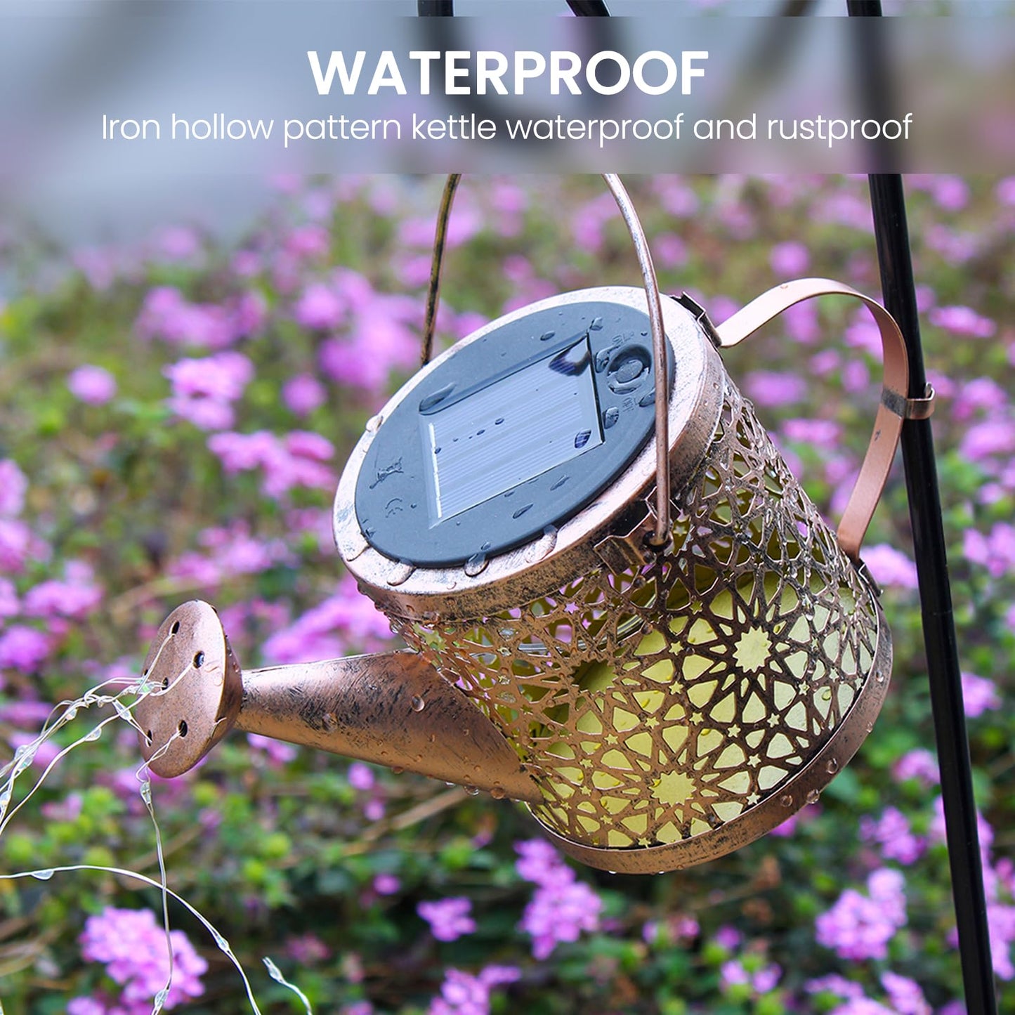 Solar Lights Outdoor Decorative, Metal Solar Watering Can Lights Waterproof, Small Hanging Garden Decor Yard Lights Outside Patio Lawn, Gifts for Mom Grandma Women Birthday(Warm White)