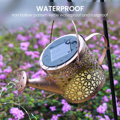 Solar Lights Outdoor Decorative, Metal Solar Watering Can Lights Waterproof, Small Hanging Garden Decor Yard Lights Outside Patio Lawn, Gifts for Mom Grandma Women Birthday(Warm White)