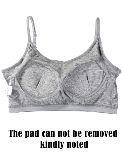 Blulu Mini Camisole Bra Wireless Padded Bra with Adjustable Straps for Women Girls Black White Grey