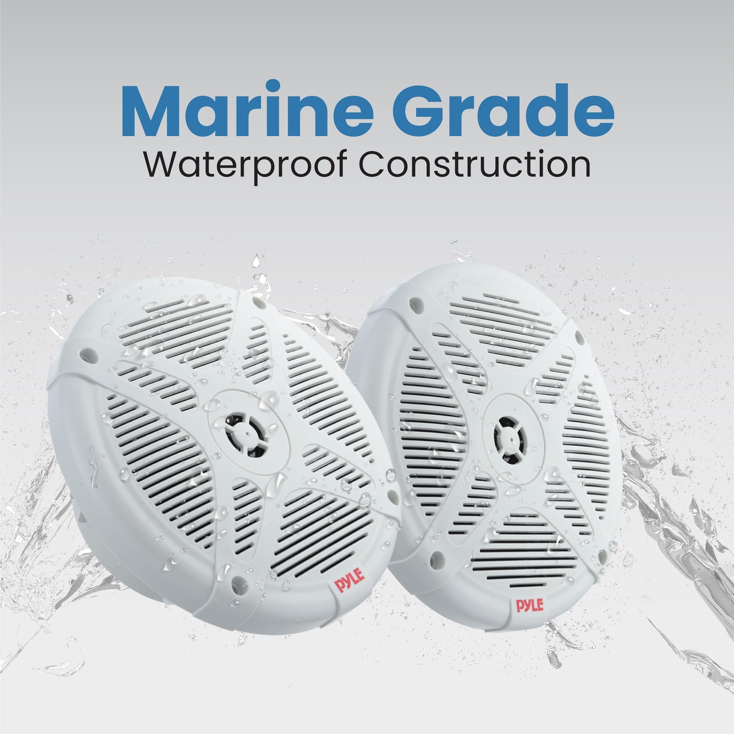 Pyle 6.5 Inch Marine Speakers (Pair) - 2-way IP-X4 Waterproof and Weather Resistant Outdoor Audio Dual Stereo Sound System with 600 Watt Power and Low Profile Design - Pyle PLMR652W (White)