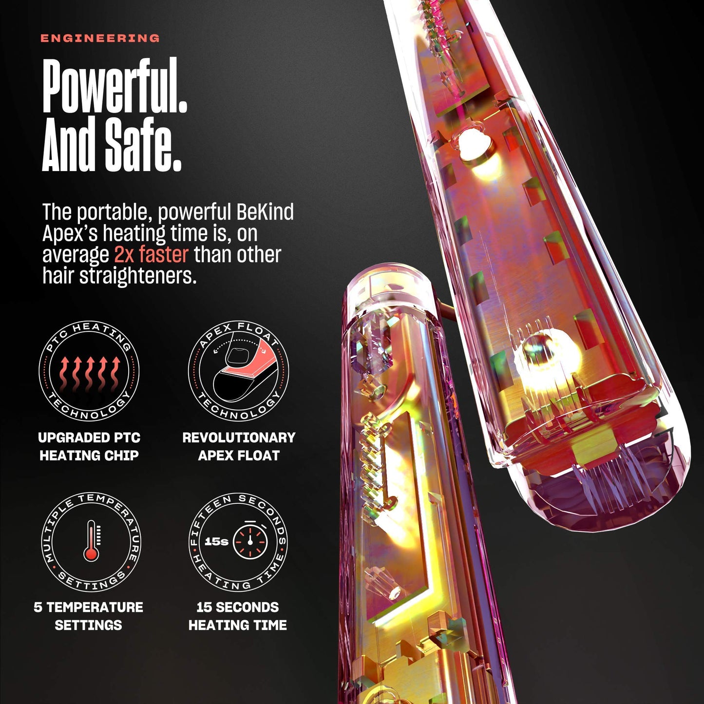 Bekind Apex 2-in-1 Hair Straightener Flat Iron | 1“ 460°F Straightener and Curler for All Hairstyles | UltraSmooth Tech | 15s Fast Heating & Temp Memory | Gift Set for Girls Wome (Galaxy Gray)