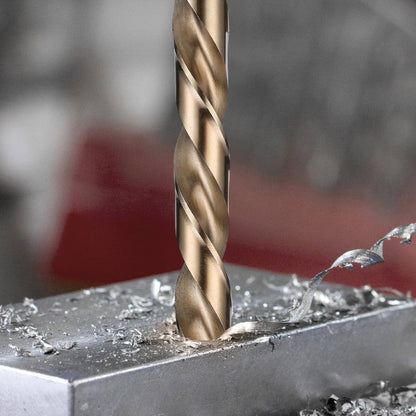 CaRoller Cobalt Drill Bit Set 115 PCS, High Speed Steel M35 Drill Bits Durable Round Shank Drill Sets for Hardened Steel, Wood Plastic, Sheet Metal, with Metal Index Storage Box (115pcs Cobalt)