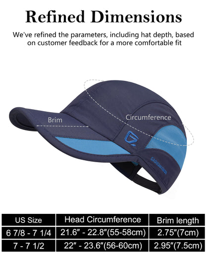 GADIEMKENSD Outdoor Running Hat Men's Cooling UPF50+ Womens Baseball Cap Sport Mesh Sun Hat Trucker Dad Hats Quick Dry Breathable Unstructured for Summer Camping Fishing Hiking Improved Navy L