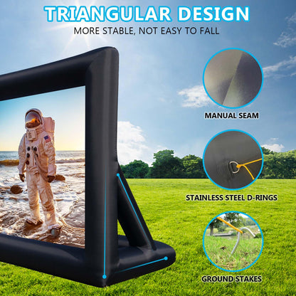 PPXIA Inflatable Movie Screen Outdoor Projector Screen for Outside 20ft, Blow Up Screens Front and Rear Projection with Air Blower, Best for Movie Nights Backyard Home Theater Pool Party