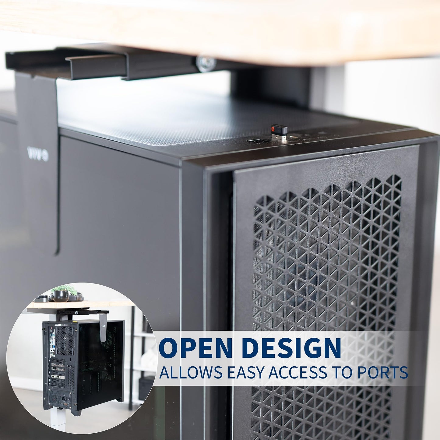 VIVO Under Desk and Wall 8.3 to 13 inch Wide Office and Gaming PC Mount, Large Computer Case CPU Machine Holder with Swivel and Locking, Holds 44 lbs, Black, MOUNT-PC01L