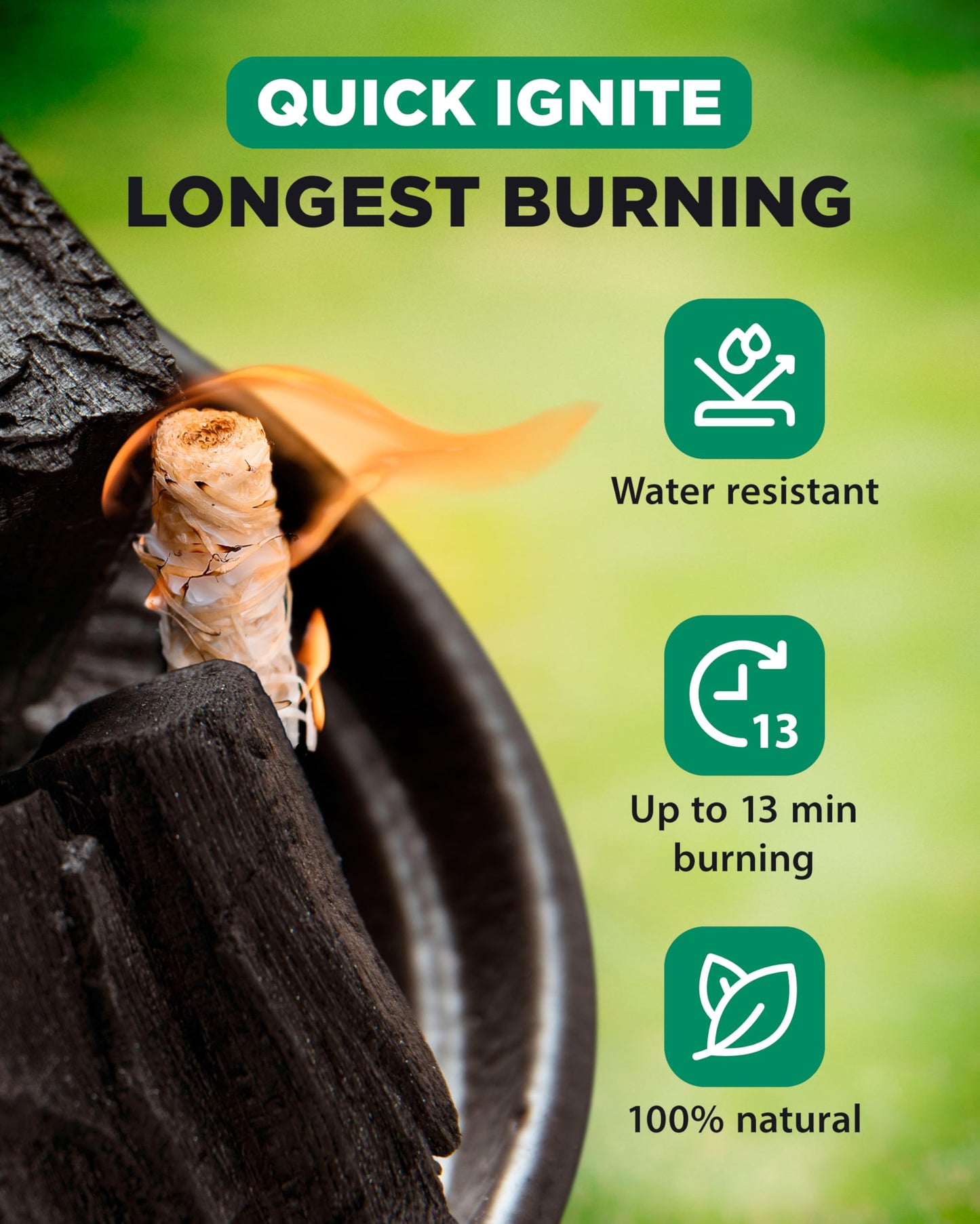 WH Natural Fire Starters for Campfires & Grill - 54+ Pack - Long-Burning Charcoal Starters - Odorless Firestarters for Outdoor Fire Pit, Fireplace - Quick Ignite