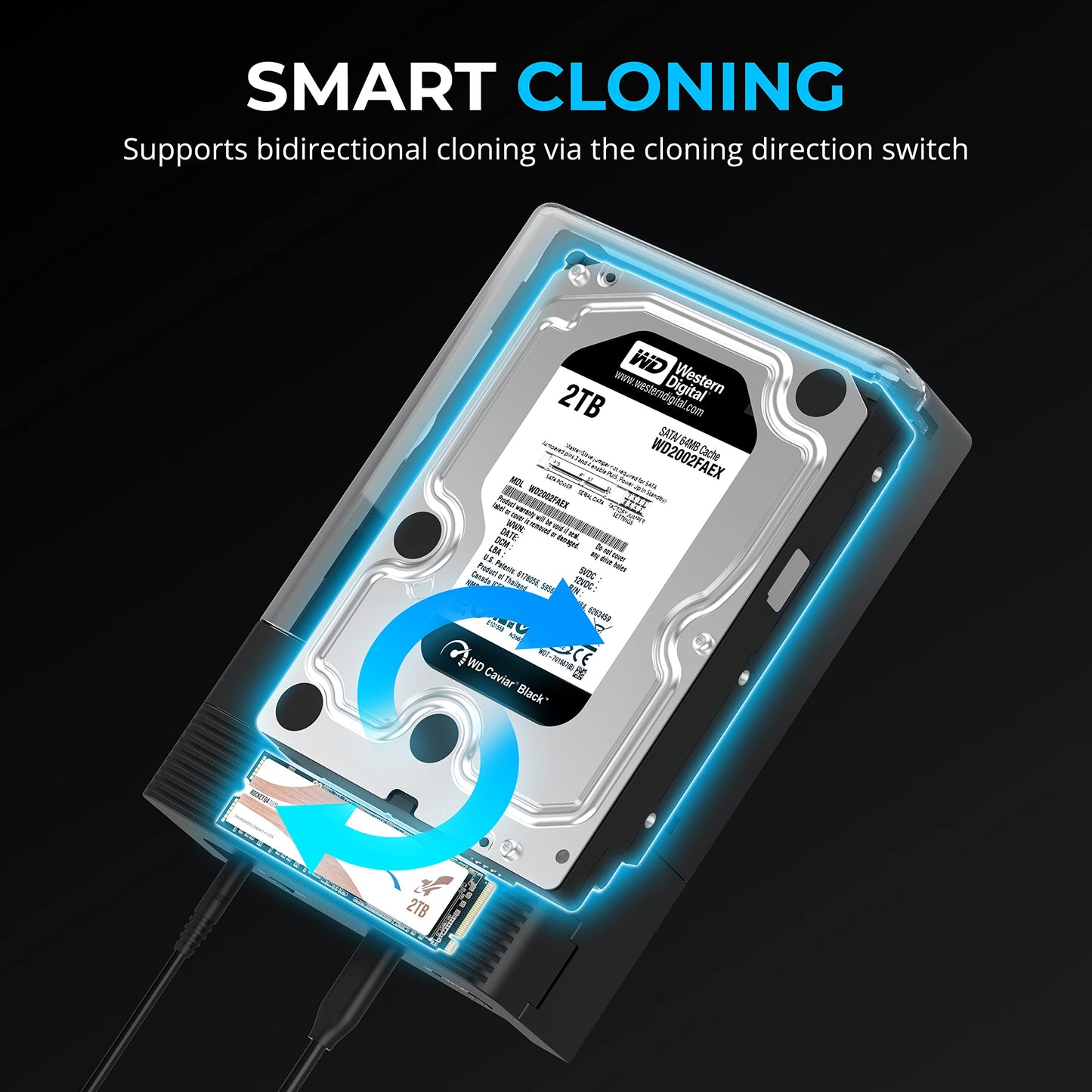 SABRENT USB-C Lay Flat Docking Station – NVMe M.2 + SATA 2.5”/3.5” SSD/HDD Enclosure, 10Gbps, Tool-Free, Offline Clone Function, USB 3.2 Type-C, for Windows, Mac, Linux (DS-UFNC)