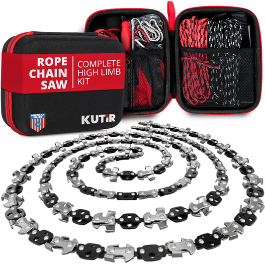 55 Inch High Limb Rope Saw – 360 Rope Chain Saw for Manual Tree Limb Cutting – Sharp Hand Chainsaw with Dual-Sided Blades – Fast and Easy Pocket Chainsaw with Ergonomic Handles and Carrying Case