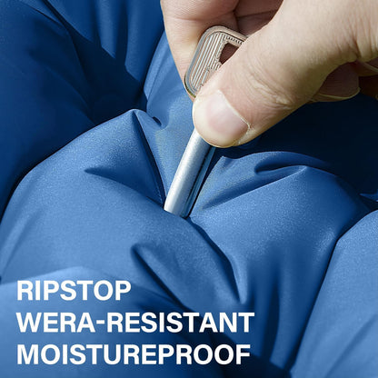 Camping Sleeping Pad, Ultralight Camping Mat with Pillow, Built-in Foot Pump Inflatable Sleeping Pads Compact for Camping Backpacking Hiking Traveling Tent,Double, Blue.