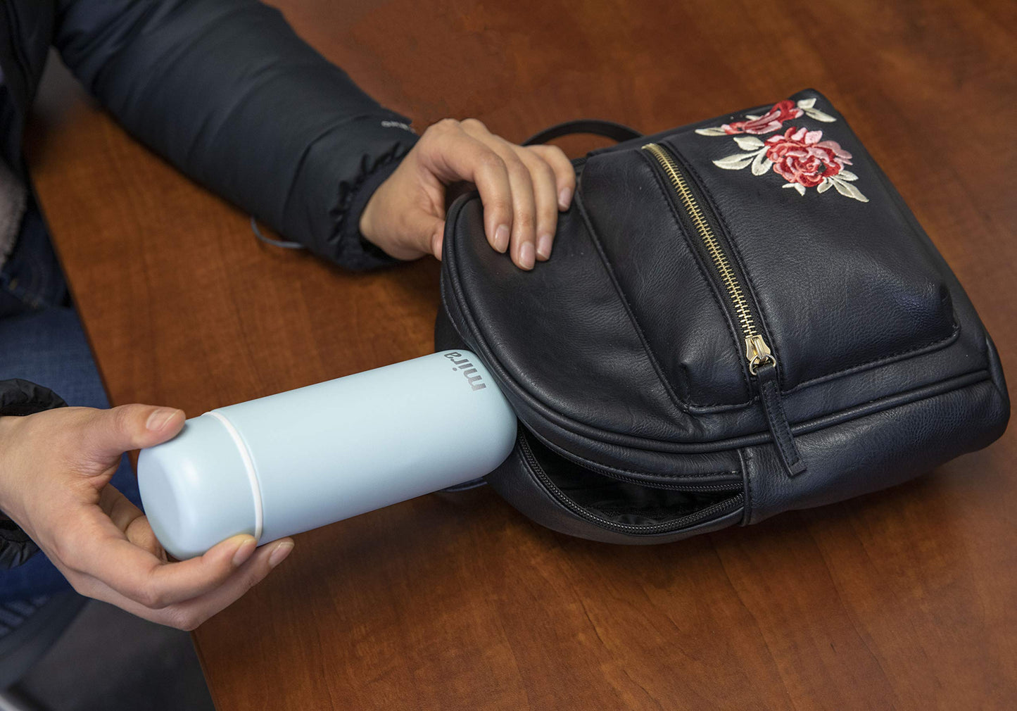 7 oz Slim Thermos Flask - Leak-Proof Insulated Water Bottle - Perfect Compact Size - Denim