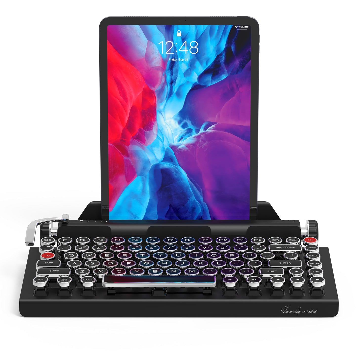 QWERKYTOYS Qwerkywriter Typewriter Inspired Retro Mechanical Wired & Wireless Keyboard with Tablet Stand