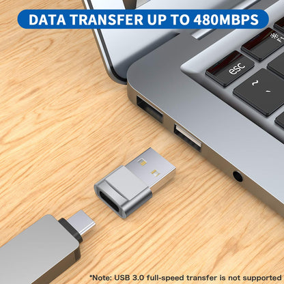 USB C Female to USB Male Adapter (4-Pack), Type C to USB A Charger Converter for iPhone 16 15 14 13 12 11 Plus Pro Max, Samsung Galaxy S24 S23 S22 Ultra, Apple iWatch Watch Series 7 8, AirPods, iPad